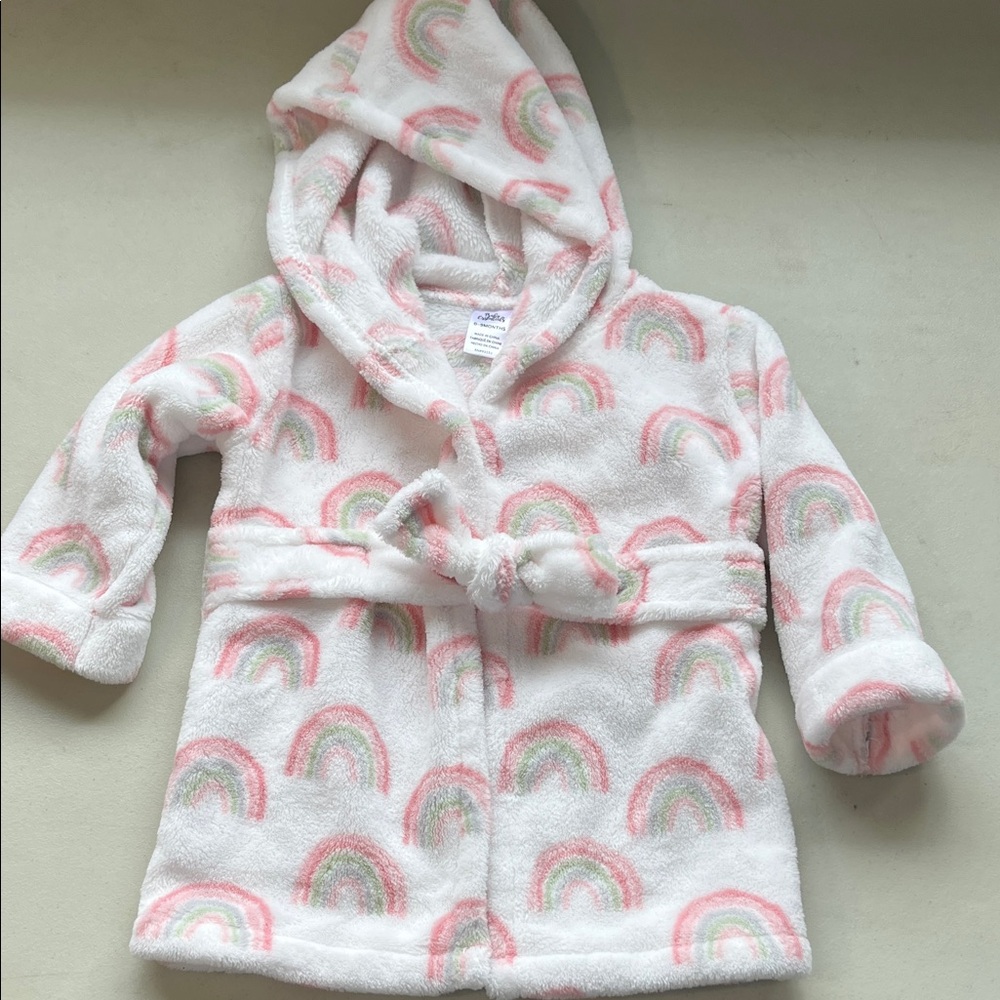 Baby Essentials Soft White and Pink Bathrobe